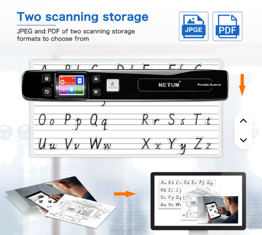 A4 ماسح ضوئي متنقل بالشحن الكهربائي USB