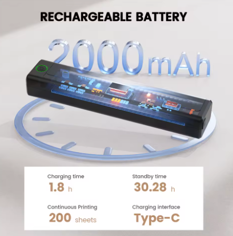 A4 طابعة حرارية متنقلة