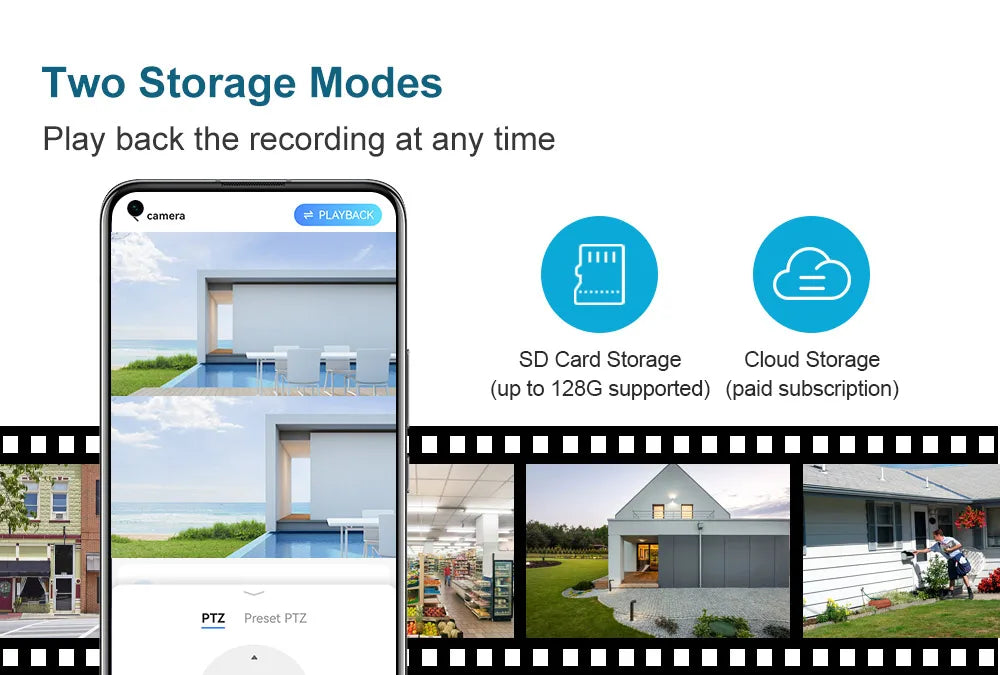 كاميرا الامان للممتلكات بدقة عالية 8MP تحتوي بطاقة تخزين 128 جيجا ولا تحتاج اي تمديدات او مصدر طاقة