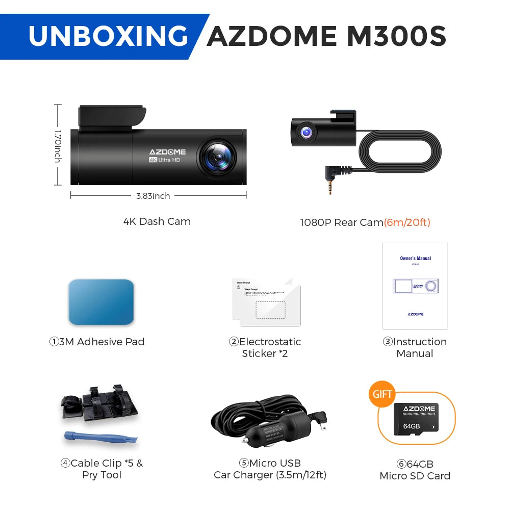 داش كام   AZDOME M300S 4K 1080P