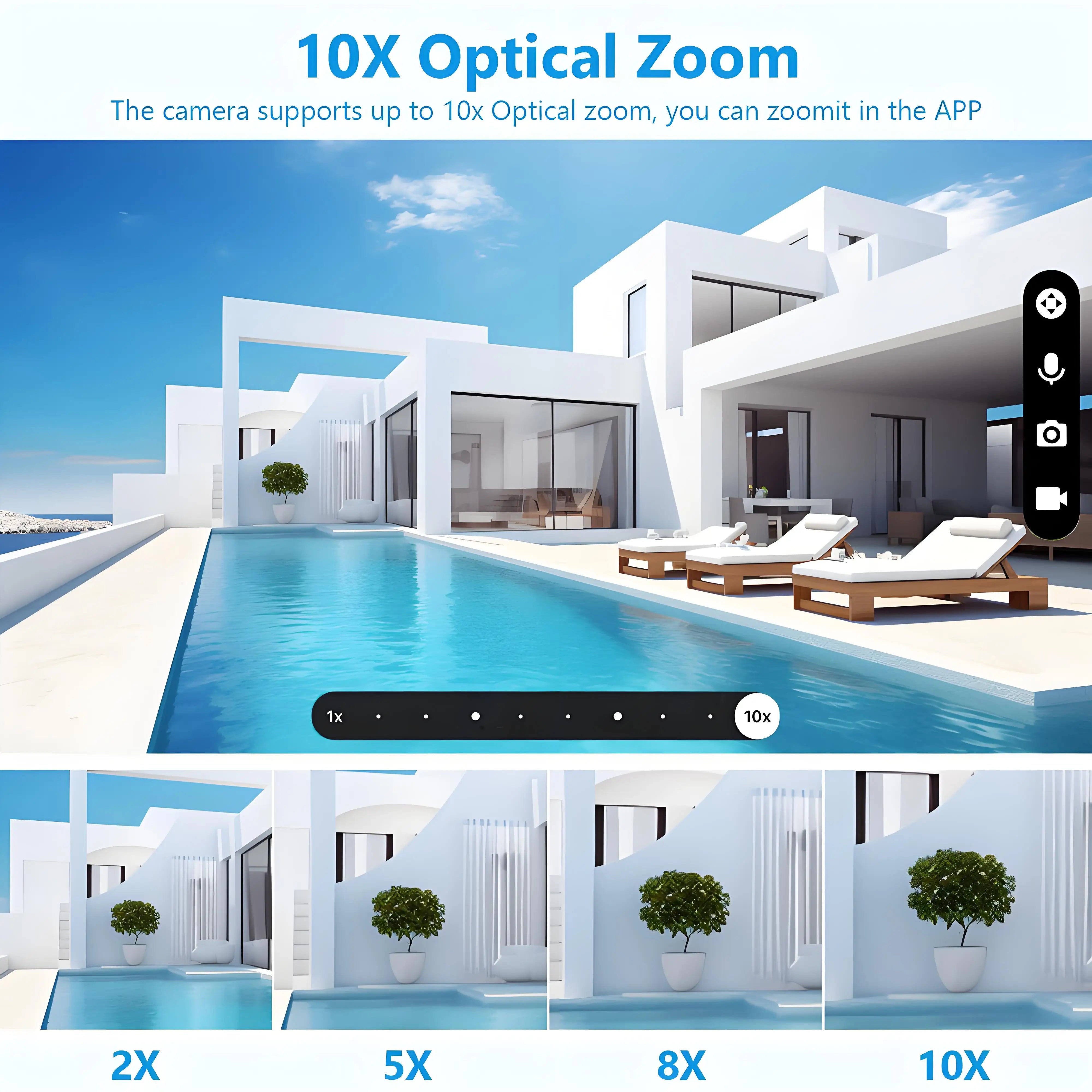 كاميرا الامان للممتلكات بدقة عالية 12MP وتكبير  10X ZOOM تحتوي بطاقة تخزين 128 جيجا ولا تحتاج اي تمديدات او مصدر طاقة