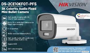 Cam analog 3K Bullet Audio ColorVu Hikvision  كاميرا هيكفيجن انلوج كلر في يو اوديو بولت 3ك